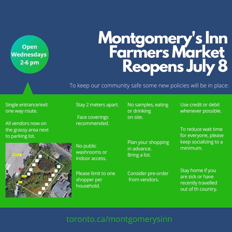 Poster about the Reopening of the Montgomery's Inn Farmers Market
