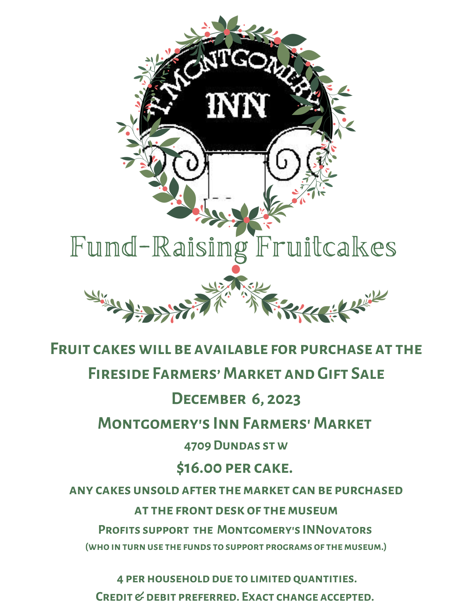 Fireside Farmers’ Market and Gift Sale — December 6